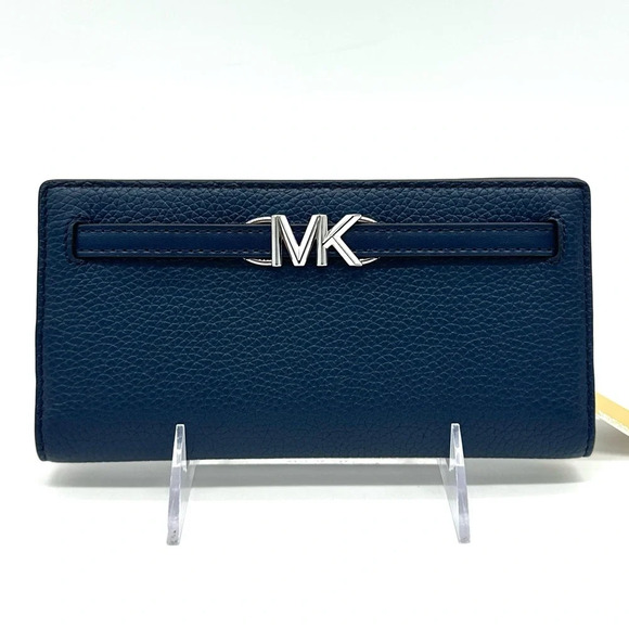 Michael Kors Reed Large Snap Bifold Wallet Navy Blue - Picture 2 of 8